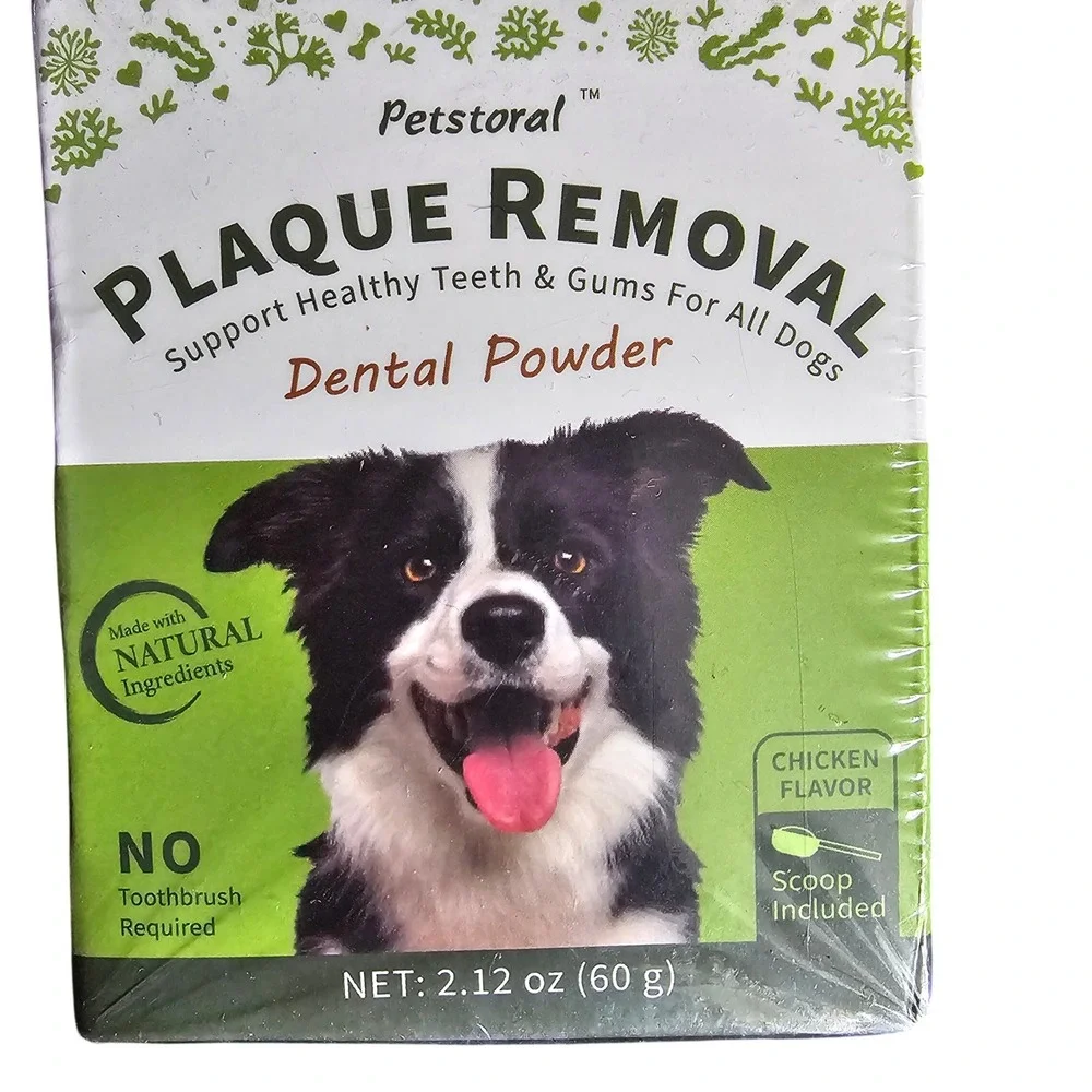 Petstoral Plaque Removal Dental Powder for Dogs Chicken Flavor 2.12oz 60g NEW